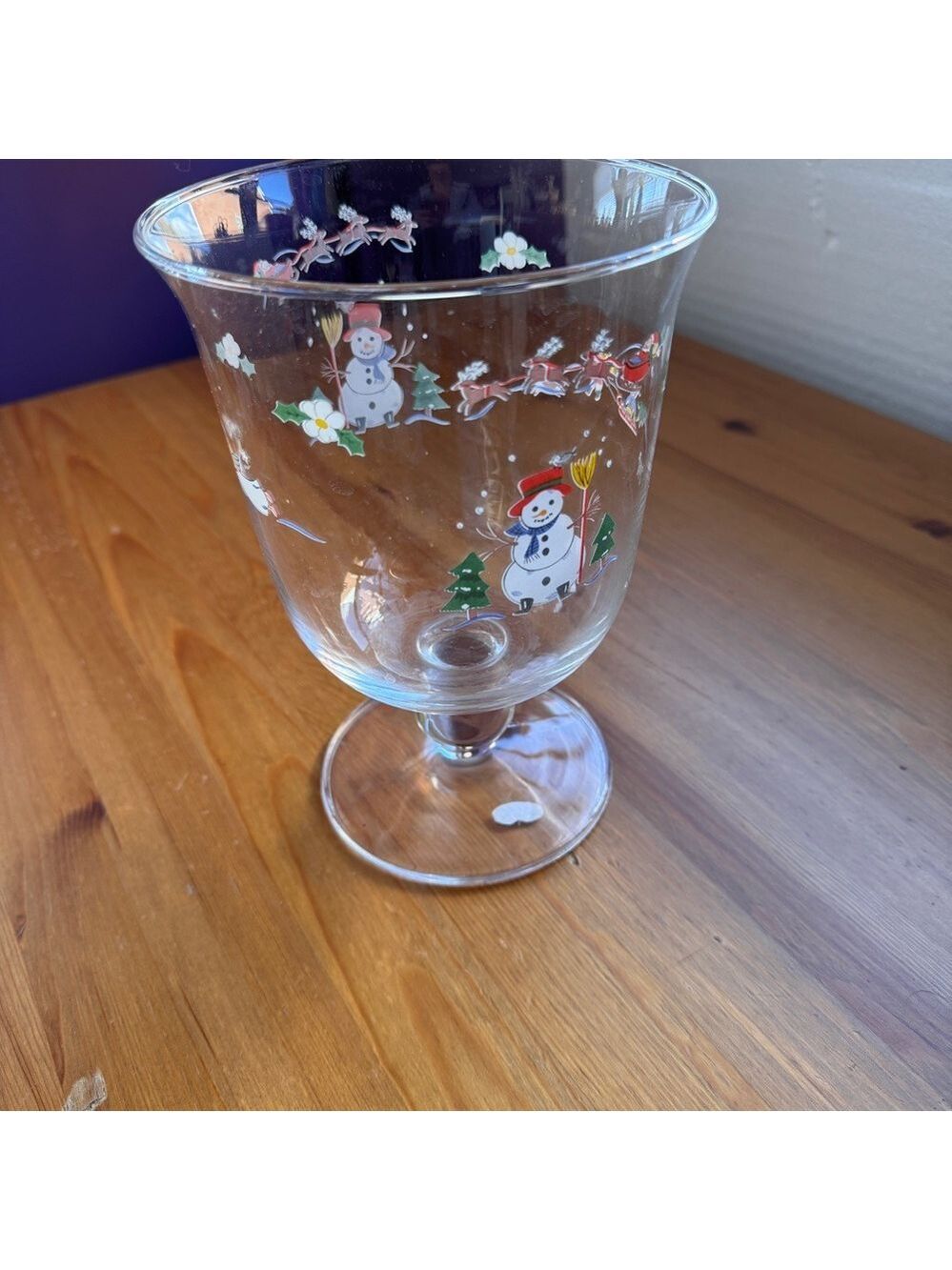 Pfaltzgraff snow villlage glass candle holder